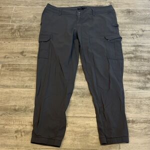 Prana Women‎ Gray Cropped Capri Cargo Outdoor Hiking Pants Elastic Ankle Size 10